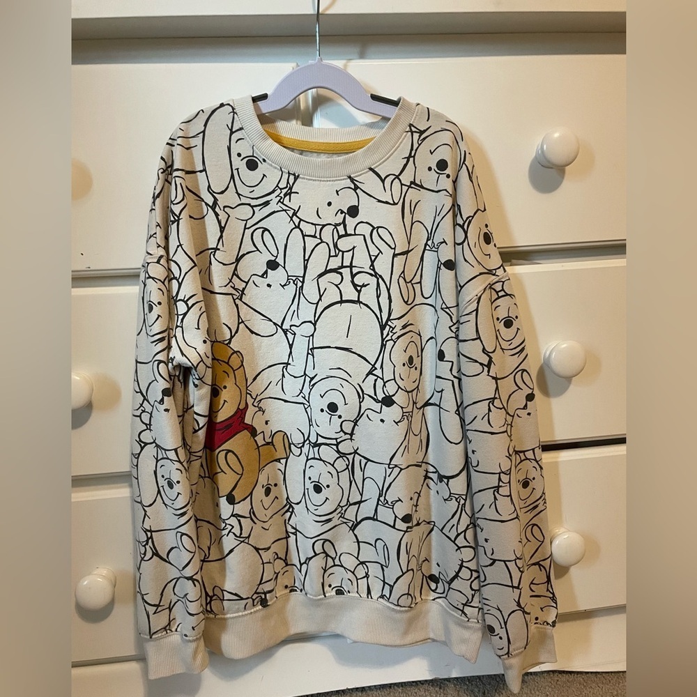 Disney Winnie the Pooh All Over Line Art Graphic Sweater